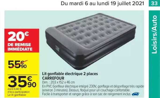 Lit Gonflable électrique Places Carrefour