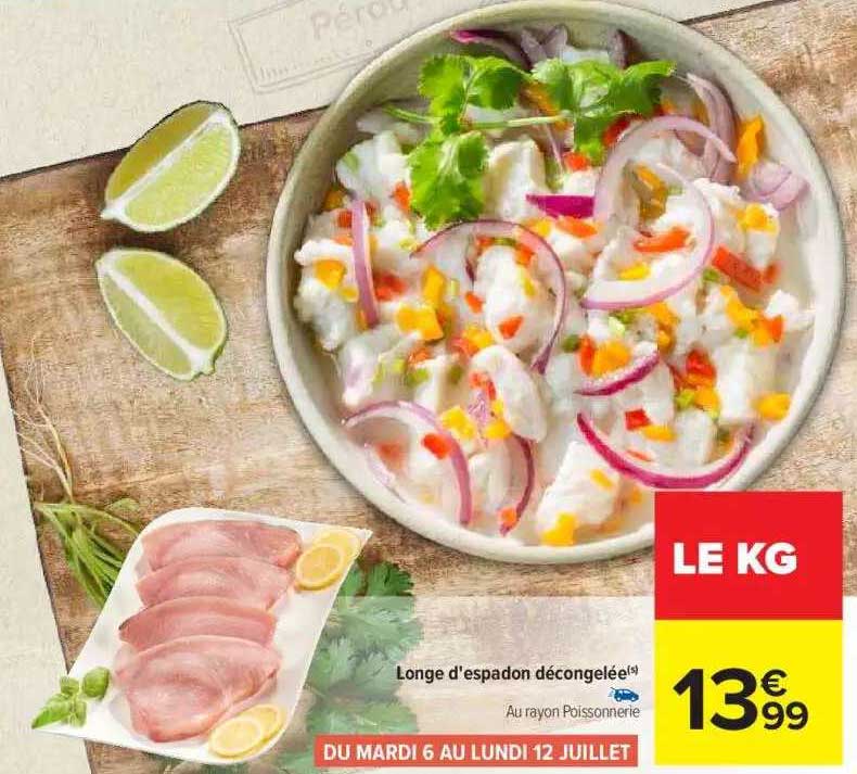 longe d'espadon décongelée