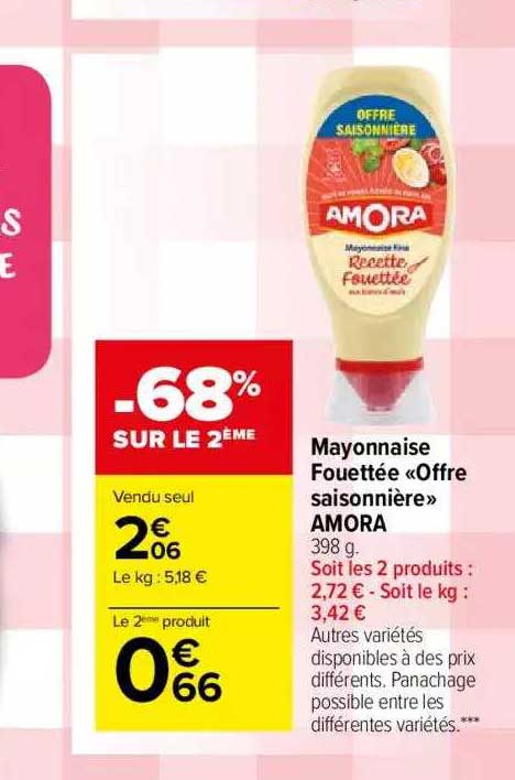 mayonnaise fouettée «offre saisonnière» amora
