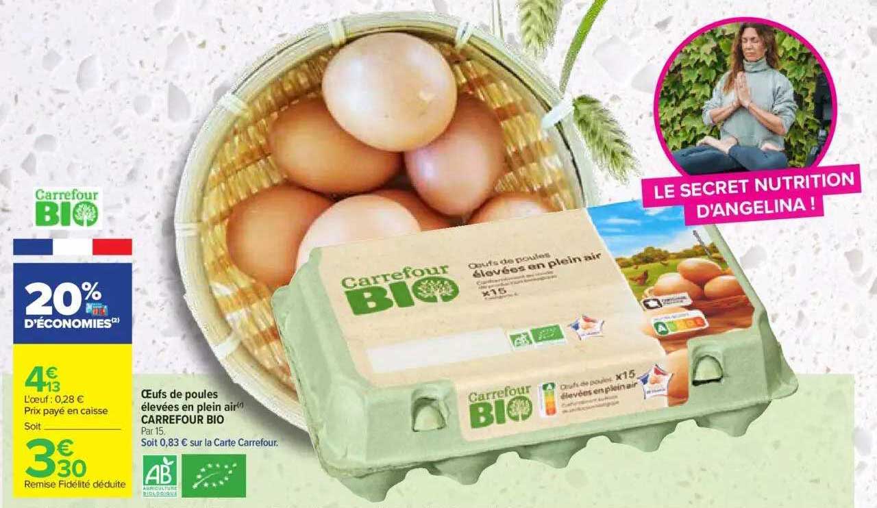 œufs de poules élevées en plein air carrefour bio