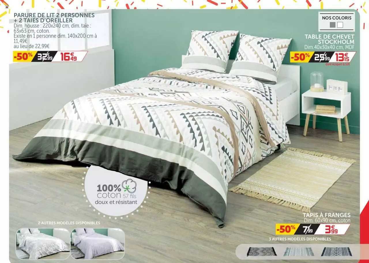 parure de lit 2 personnes + 2 taies d'oreiller