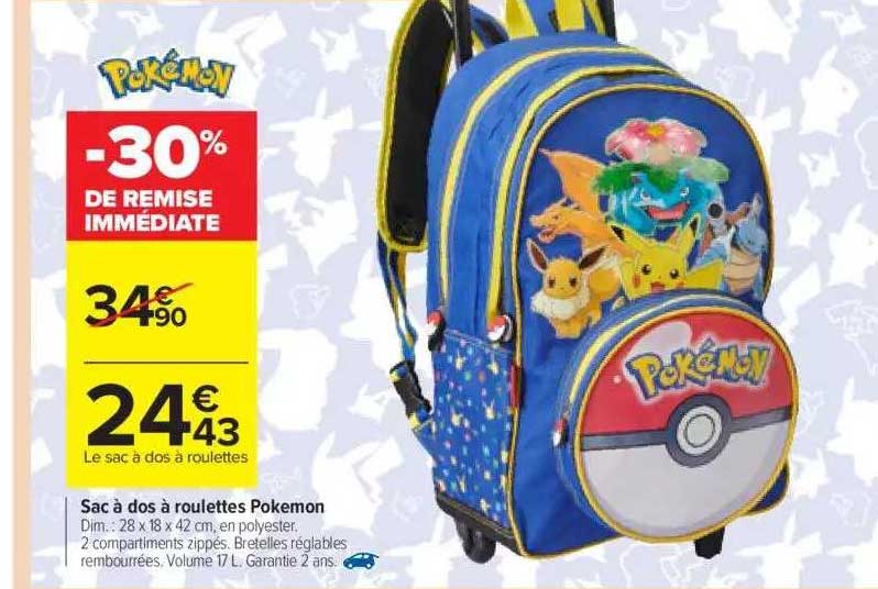 Sac à Dos à Roulettes Pokemon -30% De Remise Immédiate