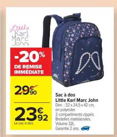sac à dos little karl marc john -20% de remise immédiate