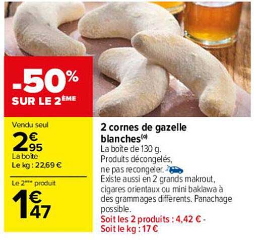 2 cornes de gazelle blanches