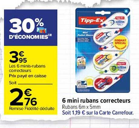 6 mini rubans correcteurs tipp-ex