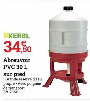 abreuvoir pvc 30l sur pied kerbl