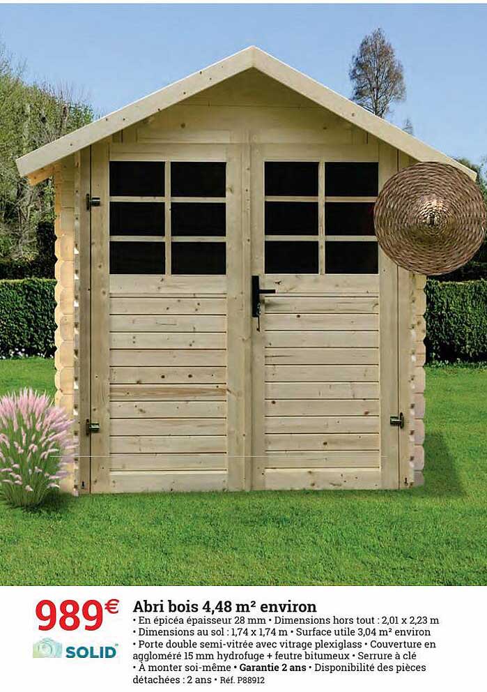 abri bois 4.48 m² environ