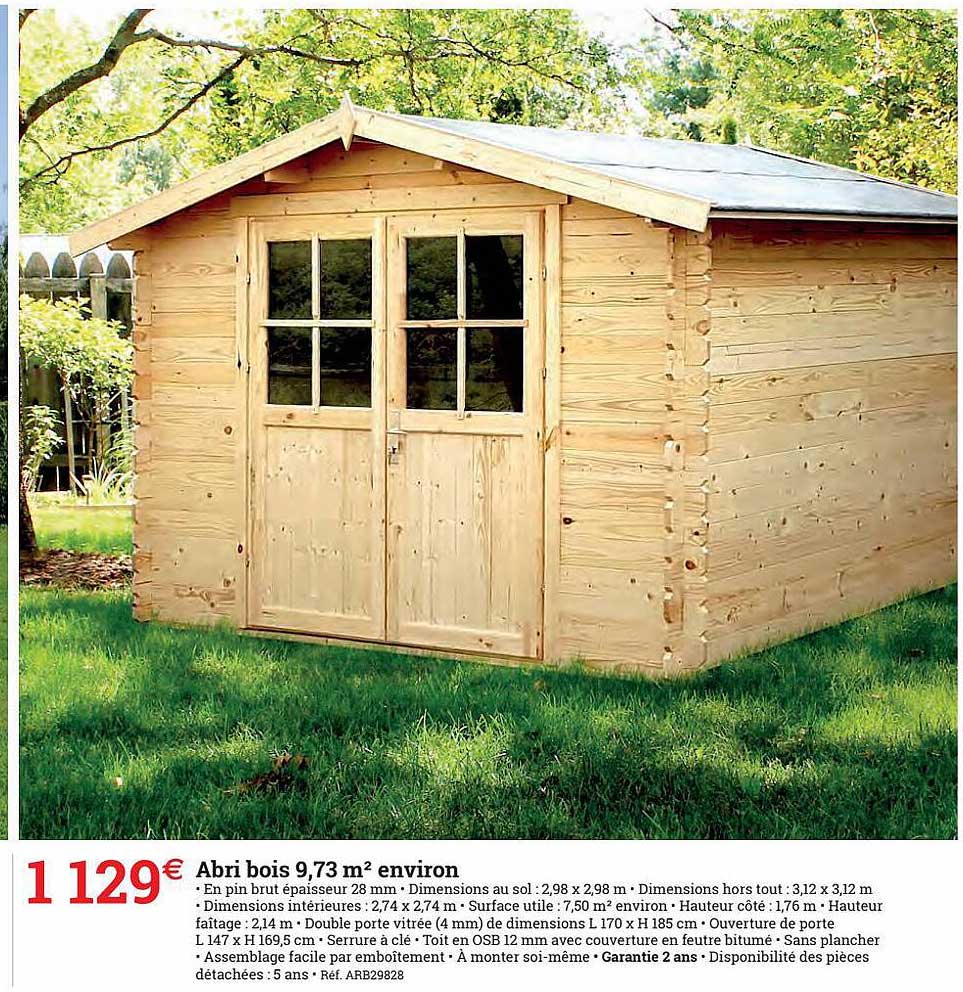 abri bois 9.73 m² environ