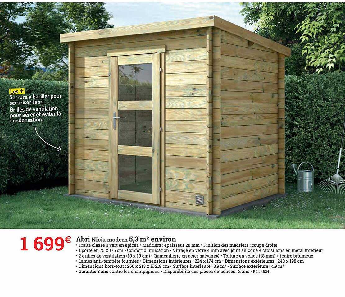 abri nicia modern 5.3 m² environ