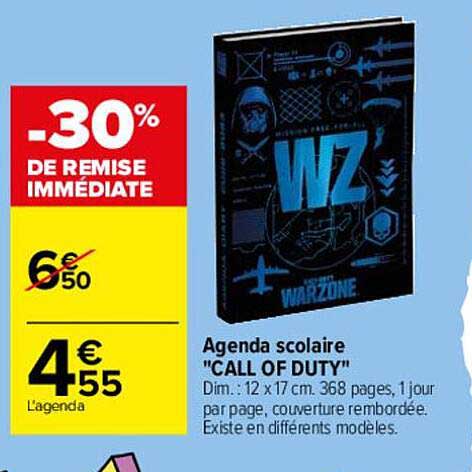 agenda scolaire "call of duty"