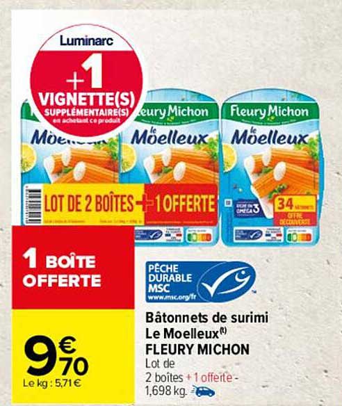 bâtonnets de surimi le moelleux fleury michon