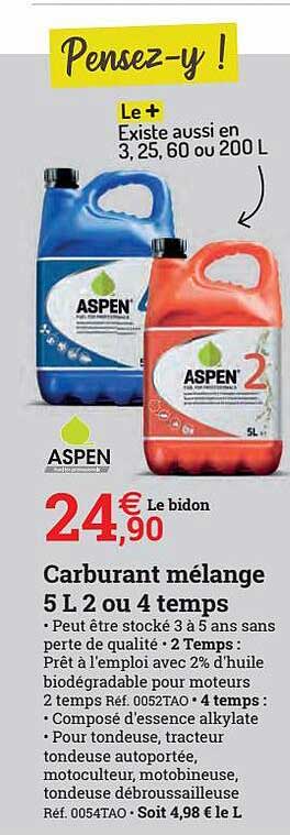 carburant mélange 5l 2 ou 4 temps aspen