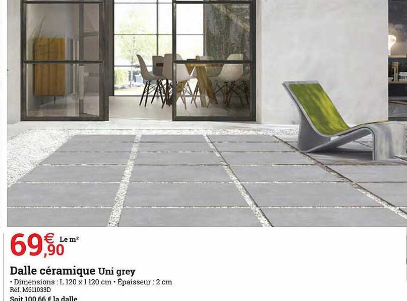 Dalle Céramique Uni Grey