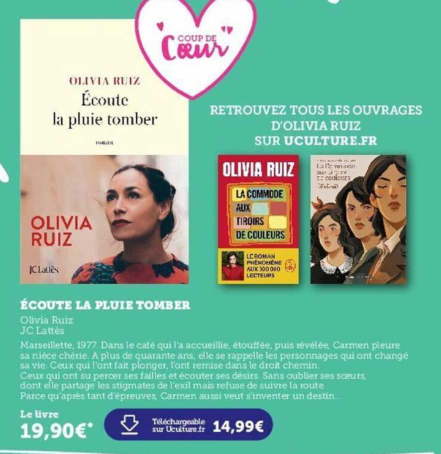 écoute la pluie tomber olivier ruiz jc lattès