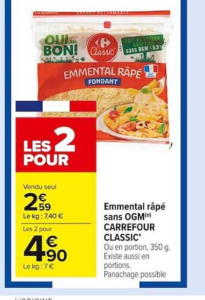 emmental râpé sans ogm carrefour classic'