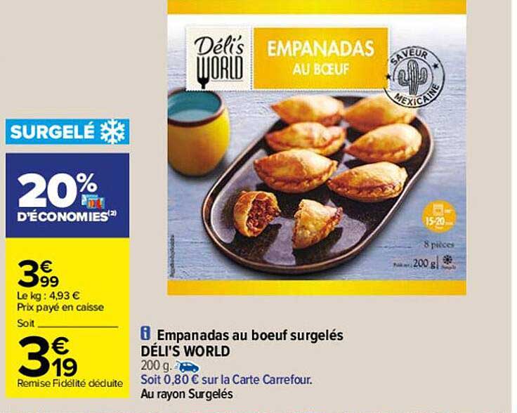 empanadas au boeuf surgelés déli's world