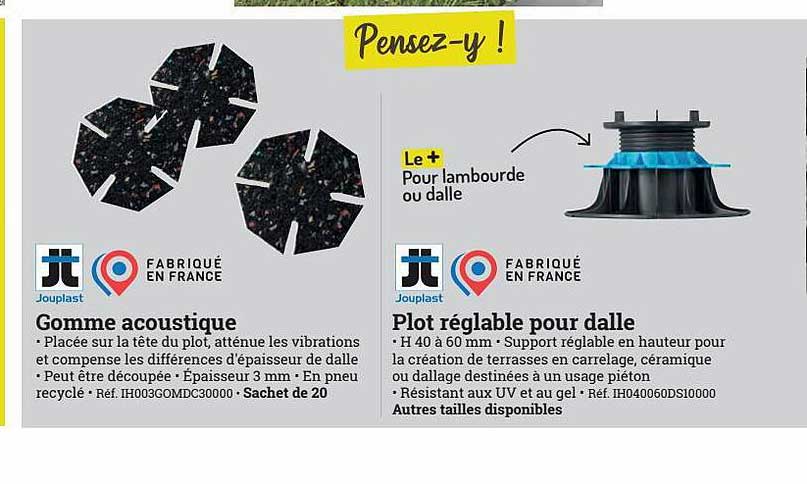 Gomme Acoustique Ou Plot Réglable Pour Dalle Jouplast