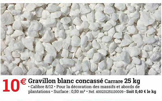 gravillon blanc concassé carrare 25 kg