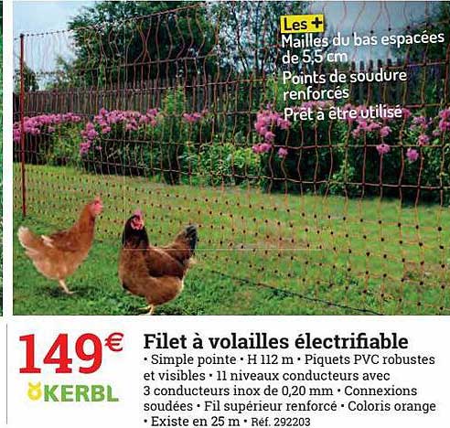 kerbl filet à volailles électrifiable .