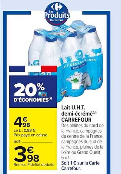 lait u.h.t. demi-écrémé carrefour