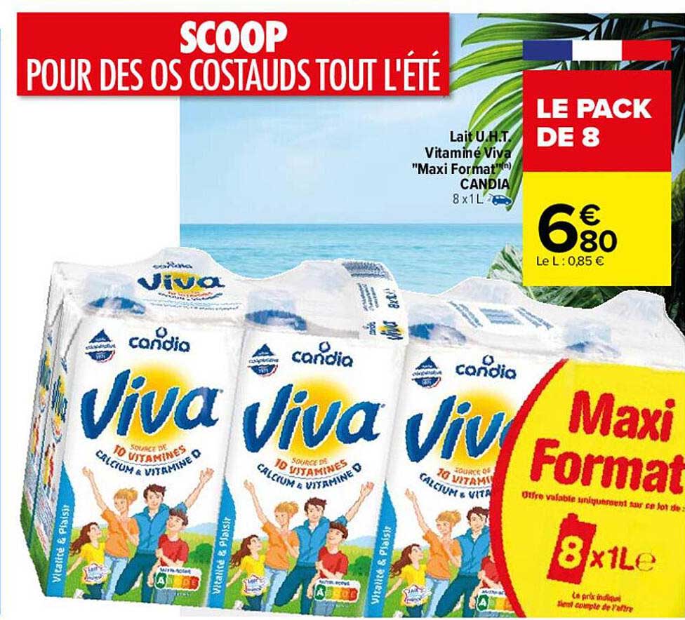 lait uht vitaminé viva "maxi format" candia