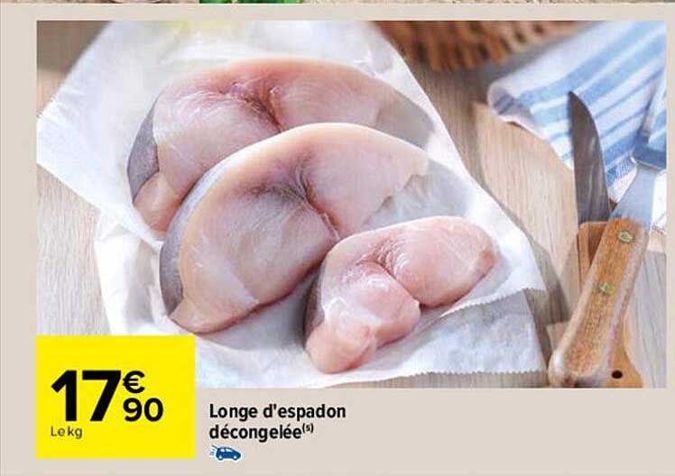 longe d'espadon décongelée