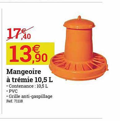 mangeoire à trémie 10.5 l