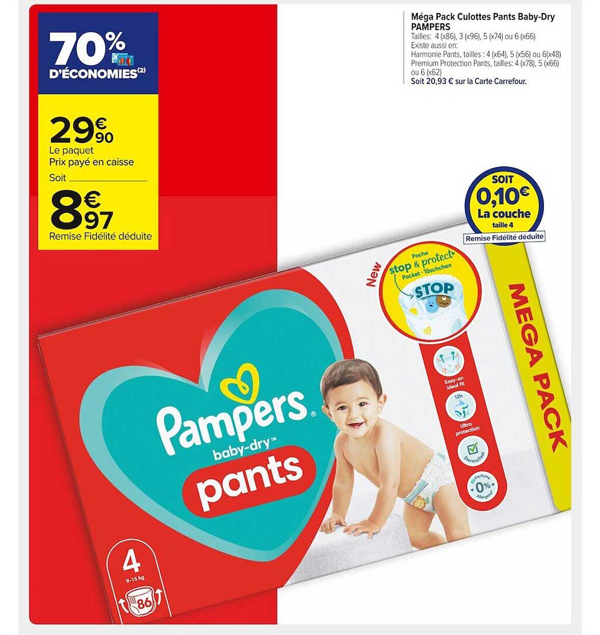 méga pack culottes pants baby-dry pampers