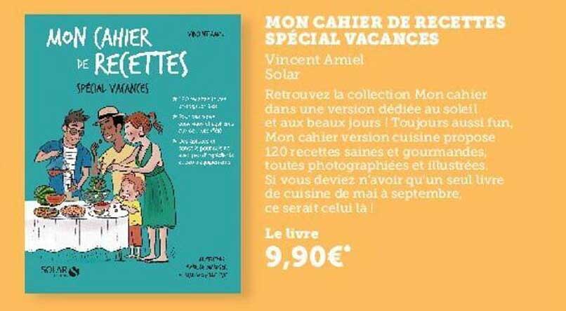 mon cahier de recettes spécial vacances