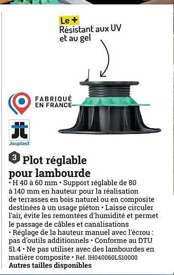 plot réglable pour lambourde