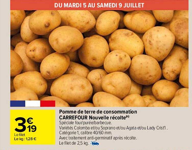 pomme de terre de consommation carrefour nouvelle récolte
