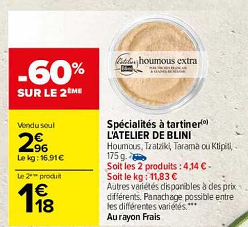 spécialités à tartiner l'atelier de blini