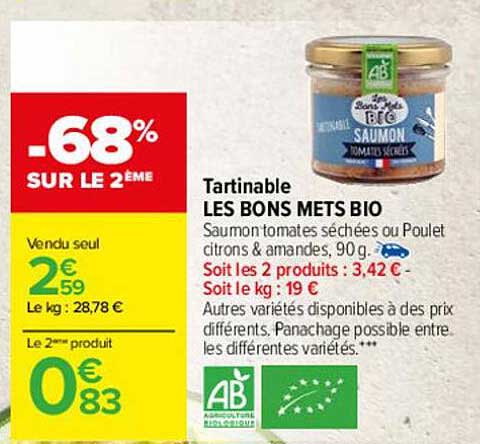 tartinables les bons mets bio