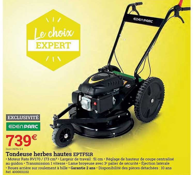 tondeuse herbes hautes eptf51r edenparc