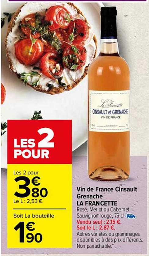 Vin De France Cinsault Grenache La Francette