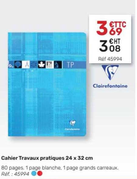 cahier travaux pratiques 24 x 32 cm clairefontaine