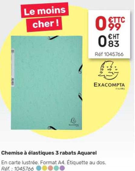 Chemise à élastiques 3 Rabats Aquarel Exacompta