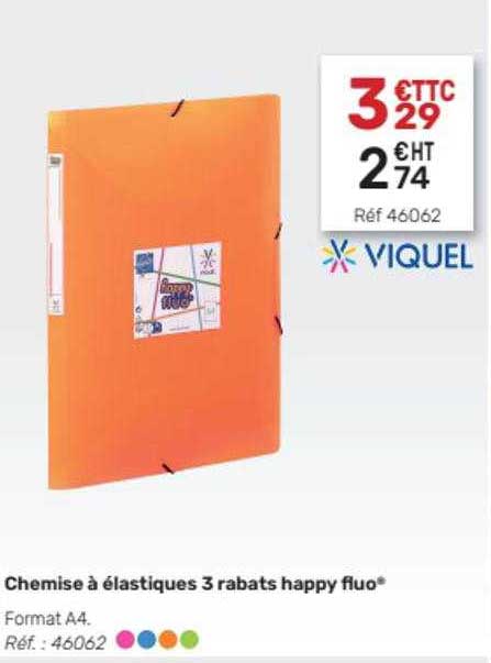 Chemise à élastiques 3 Rabats Happy Fluo Viquel