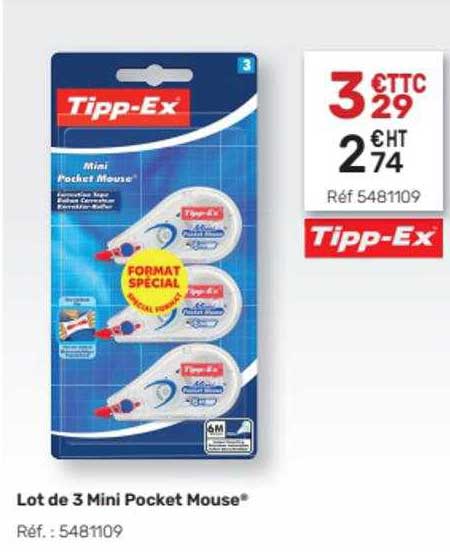 lot de 3 mini pocket mouse tipp-ex