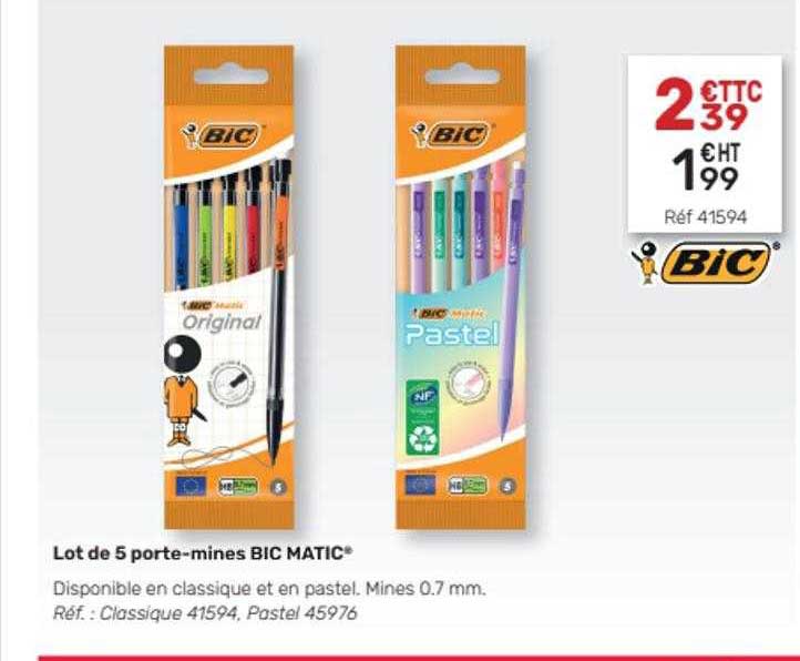 lot de 5 porte-mines bic matic