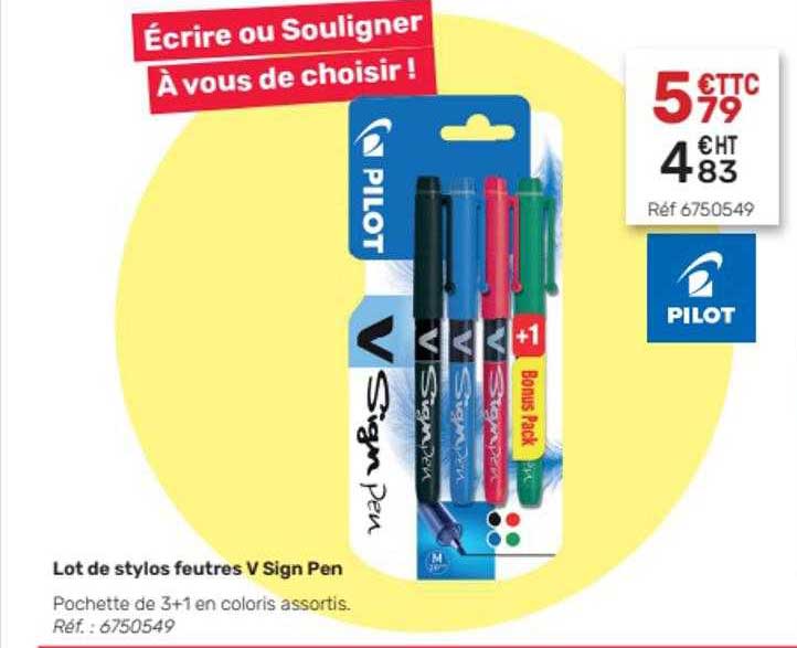 lot de stylos feutres v sign pen pilot