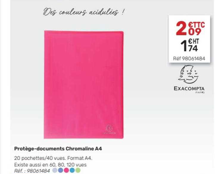 Protège-documents Chromaline A4 Exacompta