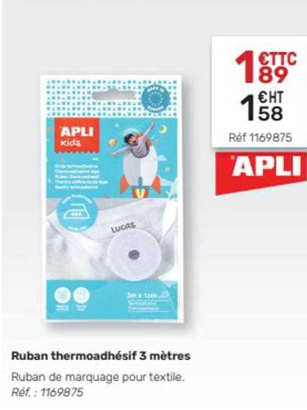 ruban thermoadhésif 3 mètres apli