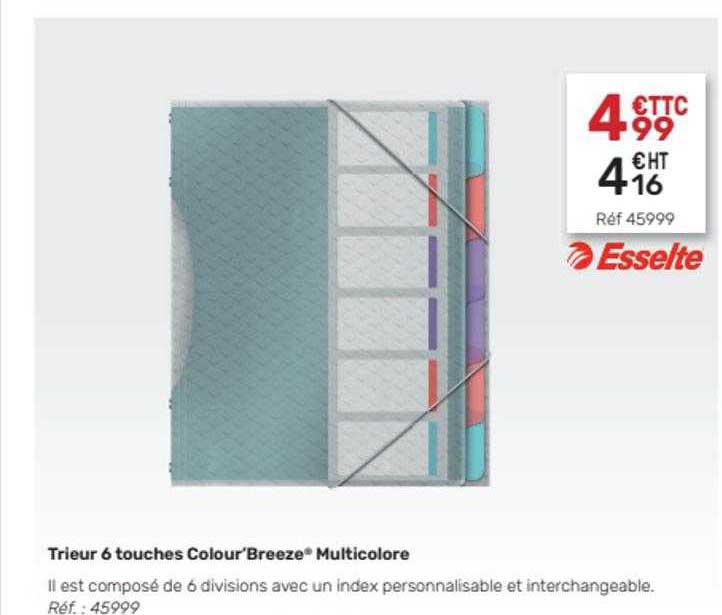 trieur 6 touches colour'breeze multicolore esselte