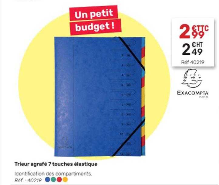 Trieur Agrafé 7 Touches élastique Exacompta