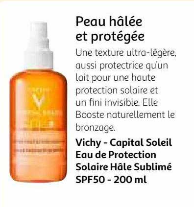 vichy - capital soleil eau de protection solaire hâle sublimé spf50 - 200ml