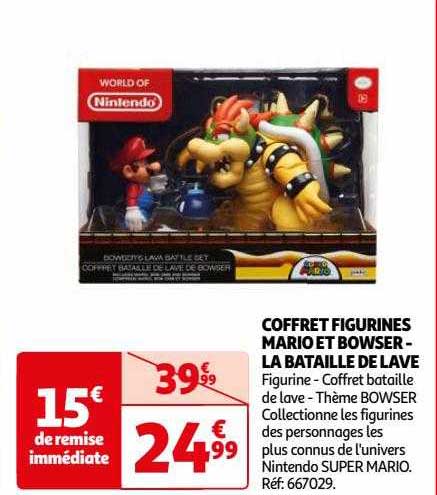 coffret figurines mario et bowser - la bataille de lave