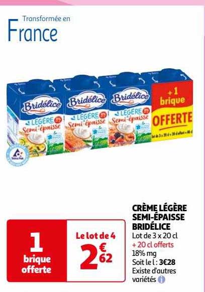 crème légère semi-épaisse bridélice