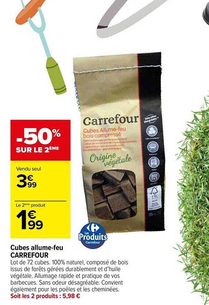 cubes allume-feu carrefour