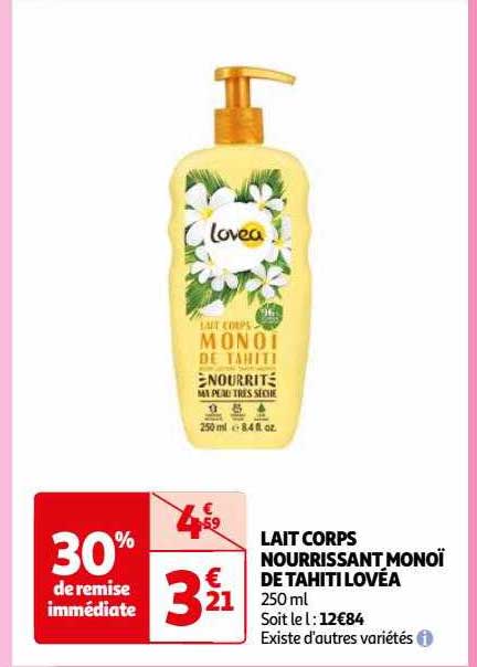 Lait Corps Nourrissant Monoï De Tahiti Lovéa